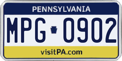 PA license plate MPG0902