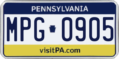 PA license plate MPG0905