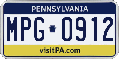 PA license plate MPG0912