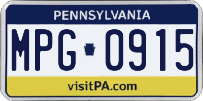 PA license plate MPG0915