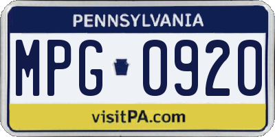 PA license plate MPG0920