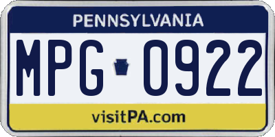 PA license plate MPG0922