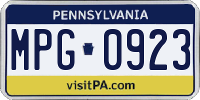 PA license plate MPG0923