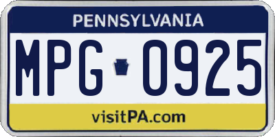 PA license plate MPG0925