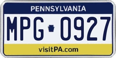 PA license plate MPG0927