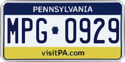 PA license plate MPG0929