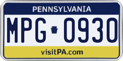 PA license plate MPG0930