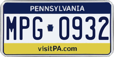 PA license plate MPG0932