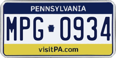 PA license plate MPG0934