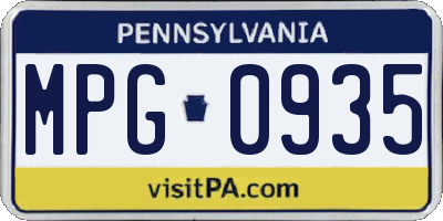 PA license plate MPG0935