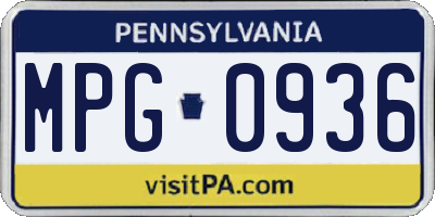 PA license plate MPG0936