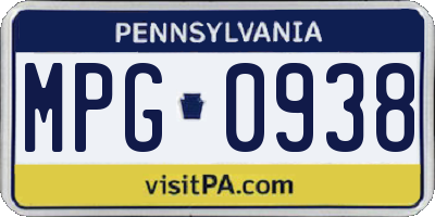 PA license plate MPG0938
