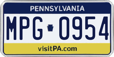 PA license plate MPG0954