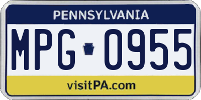 PA license plate MPG0955