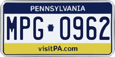 PA license plate MPG0962