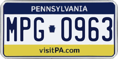 PA license plate MPG0963
