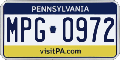 PA license plate MPG0972