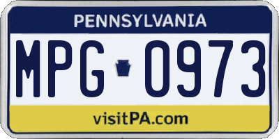 PA license plate MPG0973