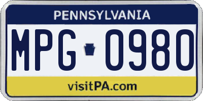 PA license plate MPG0980