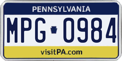 PA license plate MPG0984