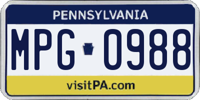 PA license plate MPG0988