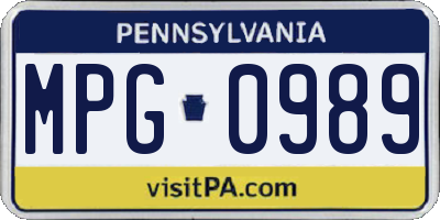 PA license plate MPG0989