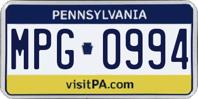 PA license plate MPG0994