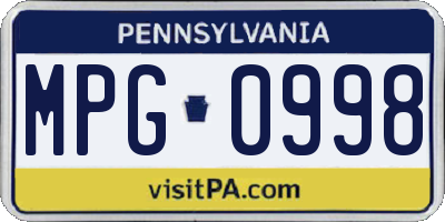 PA license plate MPG0998