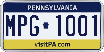 PA license plate MPG1001