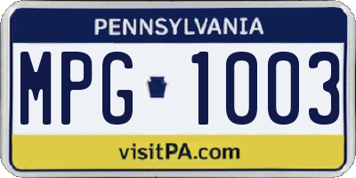 PA license plate MPG1003