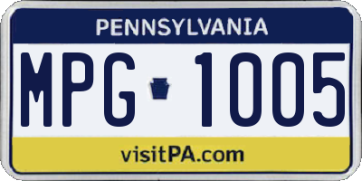PA license plate MPG1005