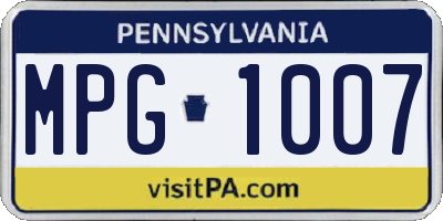 PA license plate MPG1007