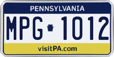 PA license plate MPG1012