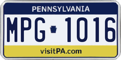 PA license plate MPG1016
