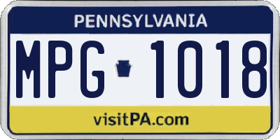 PA license plate MPG1018