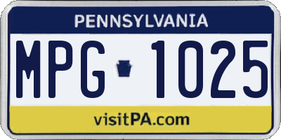 PA license plate MPG1025