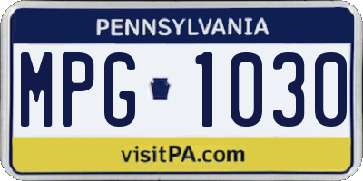 PA license plate MPG1030