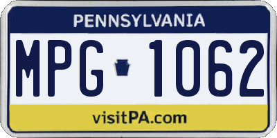 PA license plate MPG1062
