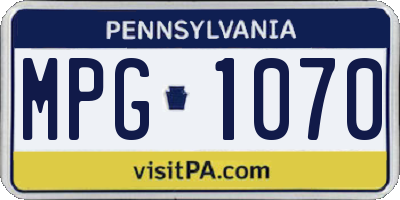 PA license plate MPG1070