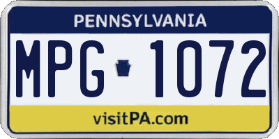 PA license plate MPG1072