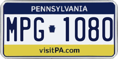 PA license plate MPG1080