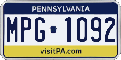 PA license plate MPG1092