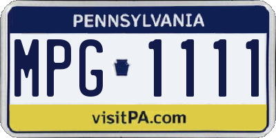 PA license plate MPG1111