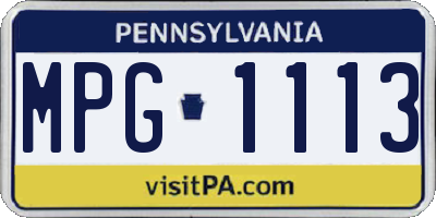 PA license plate MPG1113