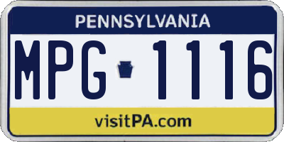 PA license plate MPG1116