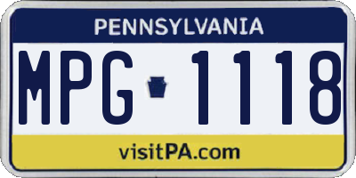 PA license plate MPG1118