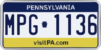 PA license plate MPG1136