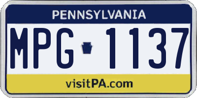 PA license plate MPG1137