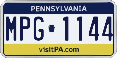 PA license plate MPG1144