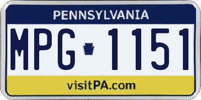PA license plate MPG1151